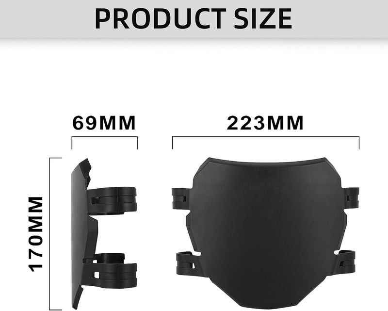 BAOUFF Front Number Plate for Ebike,8.78″*6.69″ Plate Replacement for Ridstar Q20/Tutti Soleil 01/Surron Light Bee/Talaria Sting MX3 MX4 MX5/E Ride Pro/Super 73/X160/X260-Black - Image 2